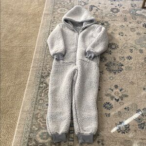 PINK Victoria's Secret Gray Sherpa Zip-Up Onesie